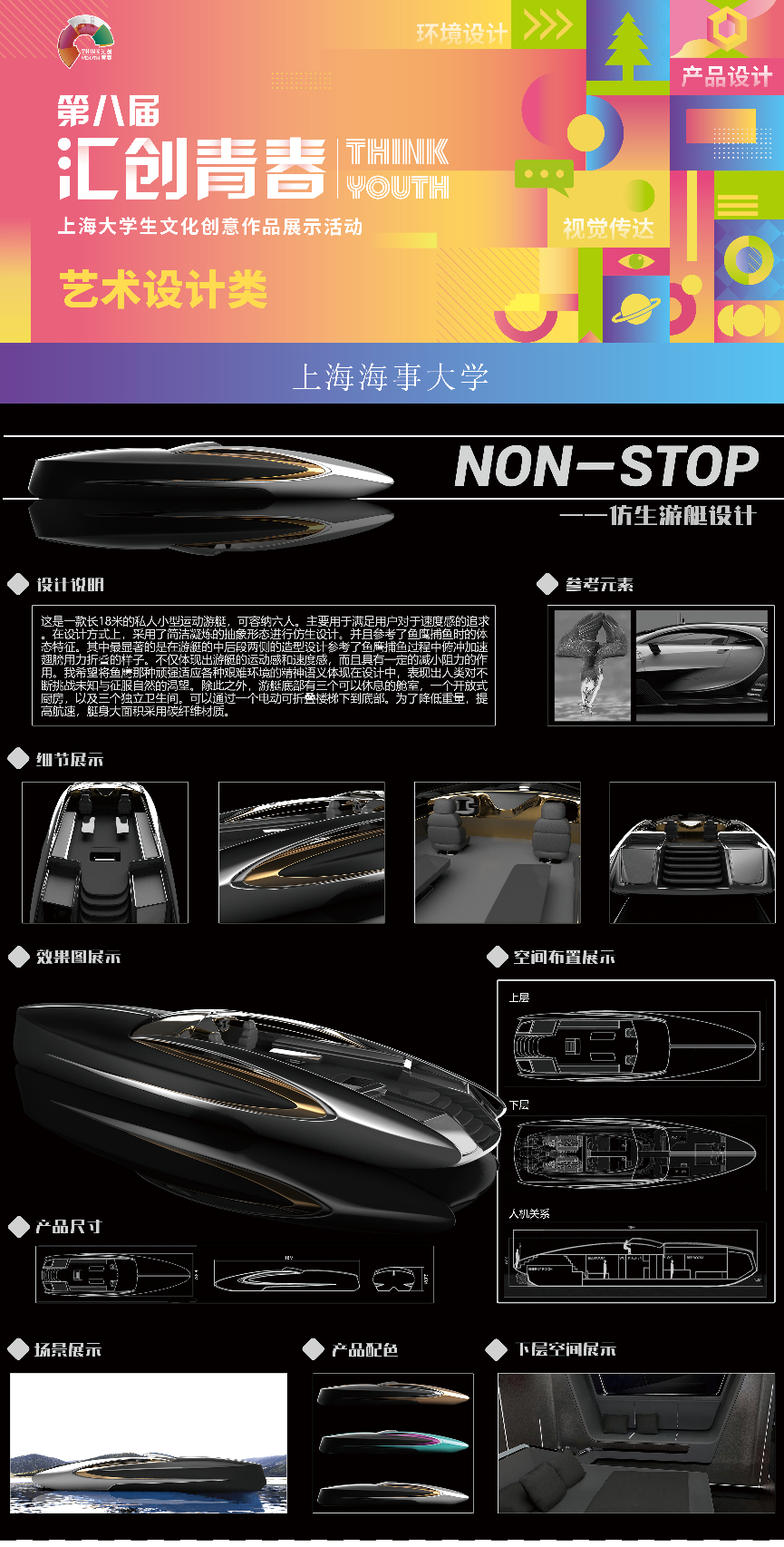  產品設計類一等獎 《NON-STOP 仿生游艇設計》