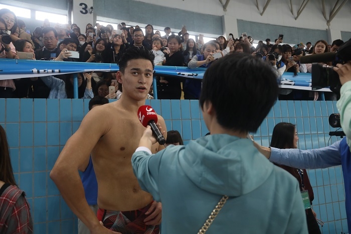 孫楊在賽后接受媒體采訪