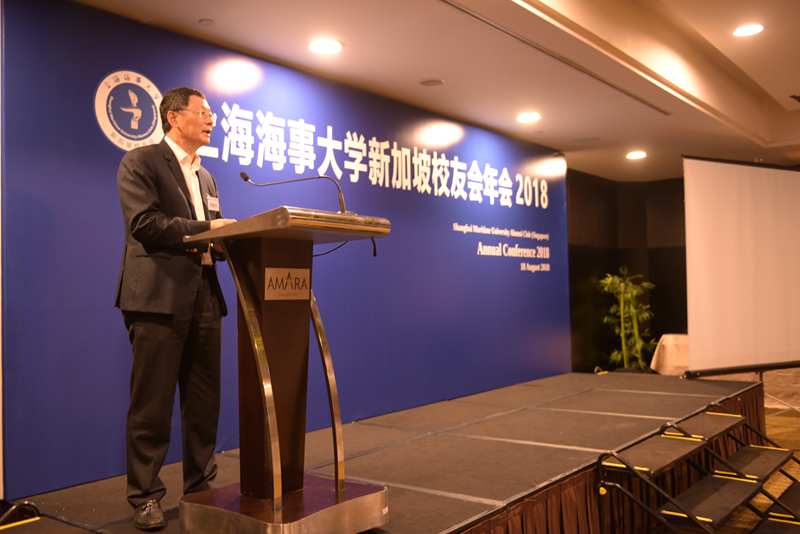 上海海事大學新加坡校友會會長燕獻凱致歡迎辭