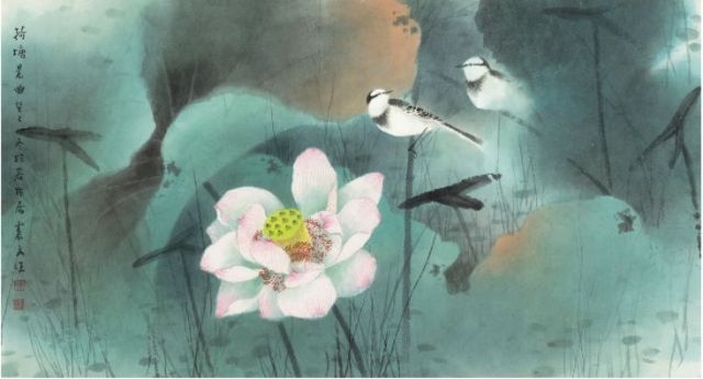 荷塘晨曲 紙本設(shè)色