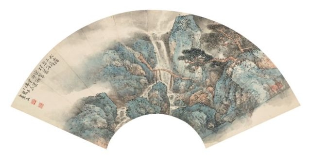 松靄不飛 忽結(jié)煙篆 巒翠欲滴 半染佛衣 紙本設(shè)色