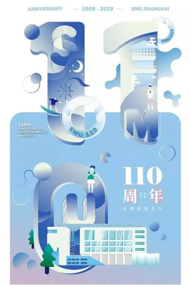 平面類三等獎：《SMU-110——賀海大校慶110周年》——毛金晶