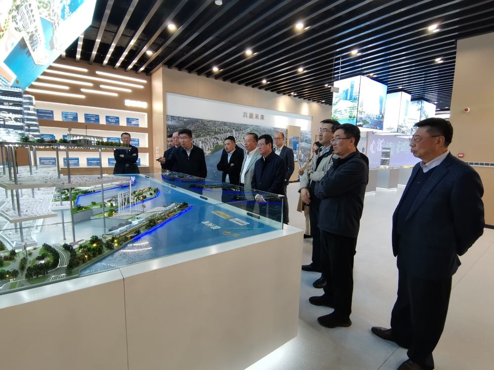 調研青島郵輪港區啟動區規劃展廳、集裝箱部落