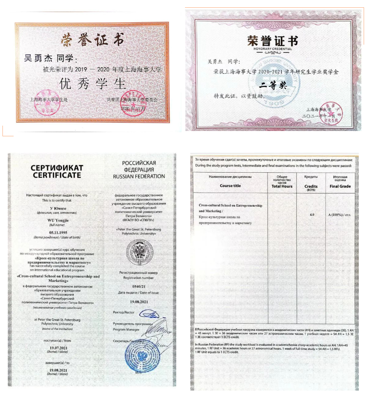 獲獎證書