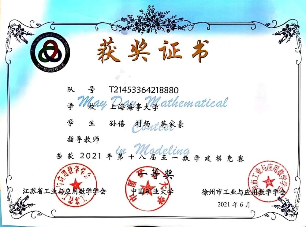 獲獎證書