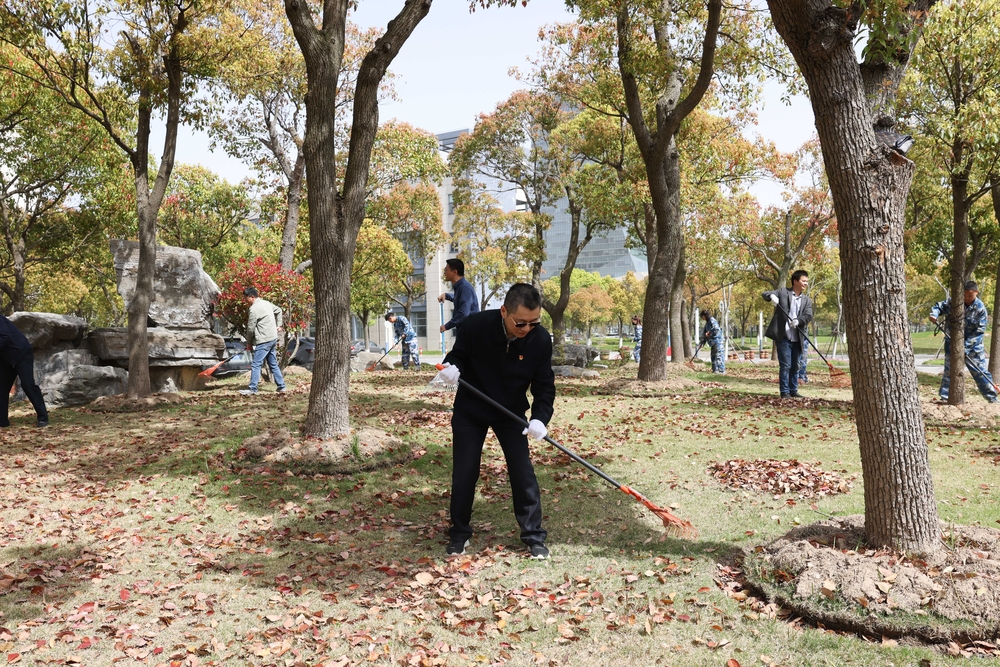 清掃綠地落葉